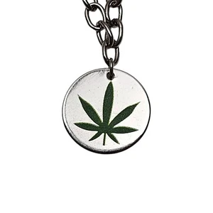RSQ Collar Hoja Marihuana Olla Fumador Hippie Medallón Dije Tono Plata - Imagen 1 de 4