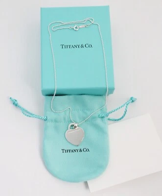 Tiffany & Co Sterling Silver Blank Heart Tag Necklace, 18 inches - 8.5g - Image 1 of 4