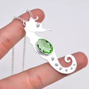 Green Amethyst Gemstone 925 Sterling Silver Jewelry Pendant, Unique Pendant - Picture 1 of 4