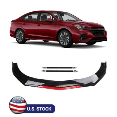 For Subaru Legacy 2018-2023 Front Bumper Lip Splitter Kit Red + Strut Rods Gloss Foto 1 de 4
