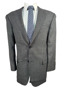 KASPER Mens Gray HOUNDSTOOTH CHECK Wool Blend Sport Coat Blazer Jacket 42R - Picture 1 of 9
