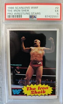 Scanlens 1986 WWF #2 Iron Sheik PSA 5 EX POP 1 uno superior Australia no topps Foto 1 de 4