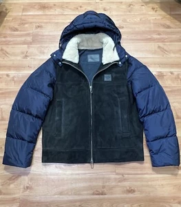 Emporio Armani Hodded Suede And Down Jacket - Picture 1 of 7