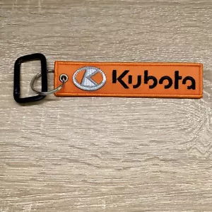 Kubota Tractor Keychain Embroidered Double Sided Key Fob w Carabiner Clip Hook - Picture 1 of 2