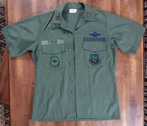 U.S. Air Force Military Button Up Shirt 15 1/2 x 33 with Patches - Picture 1 of 20