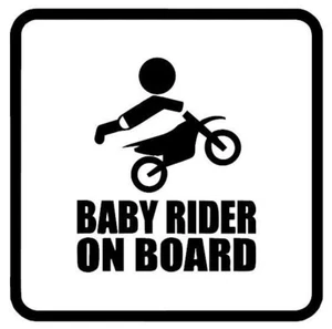 Baby Rider On Board Car Decal Vinyl Sticker motorcyclist motorcycle ktm honda - Picture 1 of 1