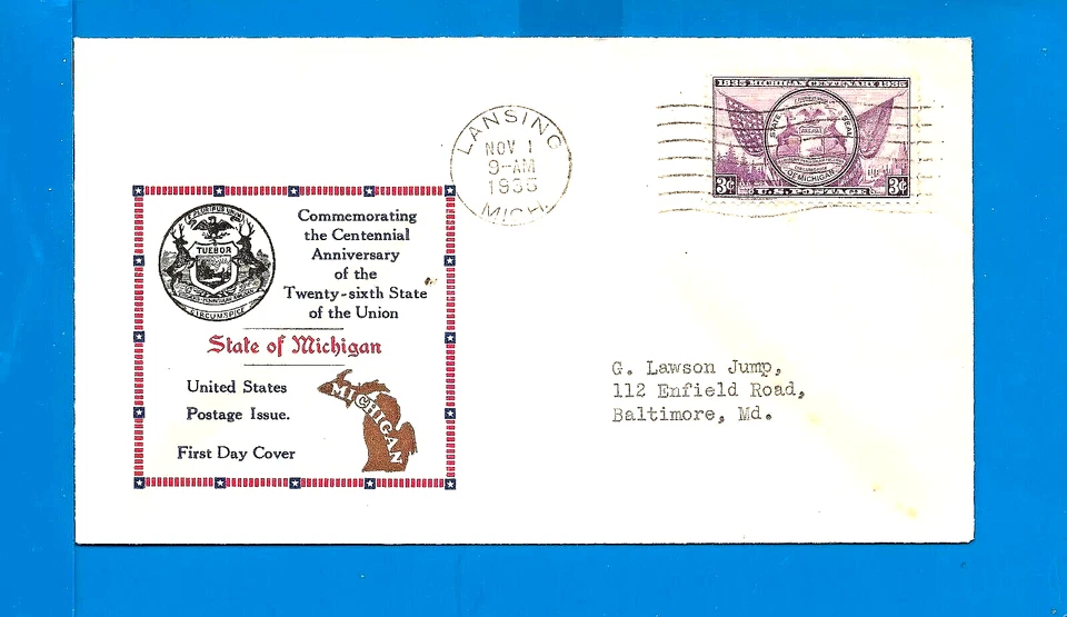 775 3c Stamp (1935) THE MICHIGAN 100 FDC - EAGLE COVER SERVICE - PLANTY 775-12a - Image 1 of 1