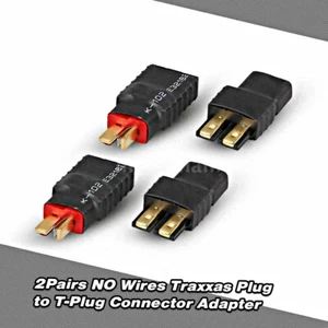 2 Pcs Female to Deans T Plug Male Connector Adapter plug For block Traxas - Picture 1 of 7