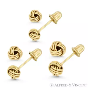 Love Knot Charm 4.5mm, 5mm, or 5.5mm Screwback Stud Earrings in 14k Yellow Gold - Picture 1 of 4