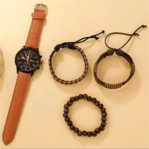 Geneva Herren Faux Chronograph Hellbraun/Braun Quarz Modeuhr & Armband Set - Bild 1 von 16