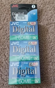 Blank MINI DV TAPES - JVC DVC 60 DVM60ME (3 Pack) Brand New Sealed Ships Free - Picture 1 of 3