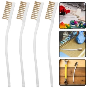  6 Pcs Curved Brass Brush Metal Cleaning Small Toothbrush Cleaner Handle - Picture 1 of 17