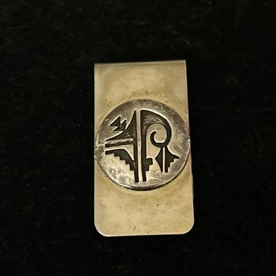Nickel Silver / Sterling Silver Vintage Southwest / Native American Money Clip - Image 1 of 4