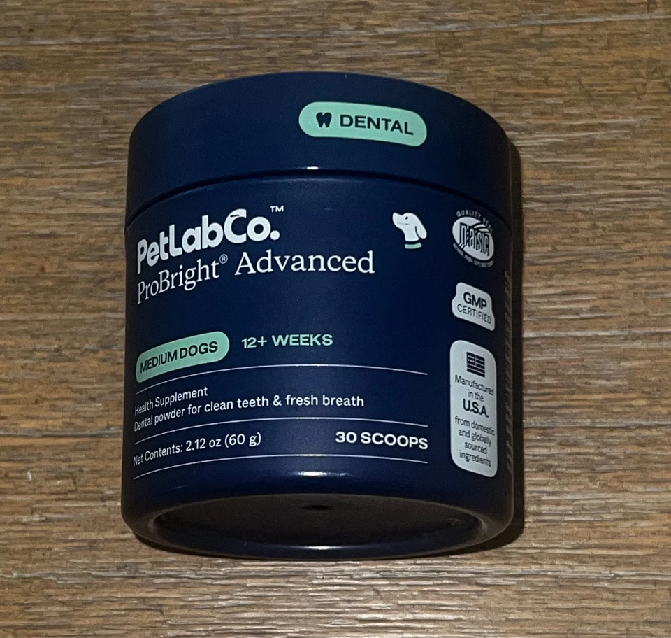 PETLABCO ProBright Advanced Dental Powder For Medium Dogs 30 Scoops