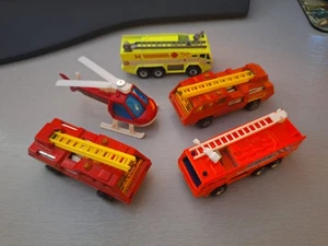 Matchbox Fire Vehicle Lot of 5 yellow Airport Fire Truck Helicopter Blaze Buster - Picture 1 of 24