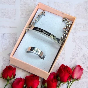 His Queen Couple Ring and Bracelet - Picture 1 of 6