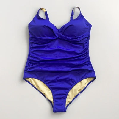 Trajes de baño para todo frente cruzado traje de baño de una pieza 20 tazas índigo moldeadas acanaladas Foto 1 de 4