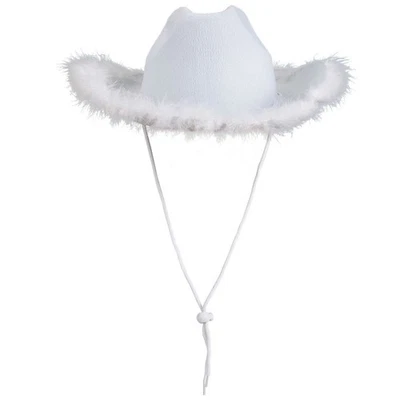 Sombrero de Vaquera con Plumas Esponjosas Novedad Vaquero Fiesta Disfraz Accesorios Foto 1 de 4