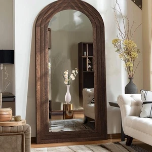 Arched Full Length Mirror with Solid Wood Frame, 71x32 Farmhouse Wall Mounted... - Picture 1 of 9