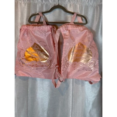 Bibbidi Bobbidi Boutique Disney Drawstring Backpacks Pink Gold Cinderella - Image 1 of 4