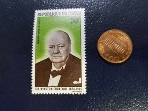 Winston Churchill Former Prime Minister UK Republique Du Congo Perforated Stamp - Picture 1 of 1
