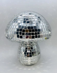Pilz Discokugel Silber Spiegel Discokugel Deko Handarbeit Retro - Bild 1 von 4