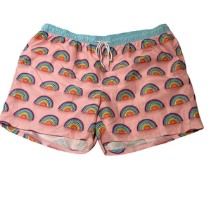 Way To Celebrate Pride Swim Trunk Men 3XL 48-50 Pink Allover Rainbow Lined Beach - Picture 1 of 16