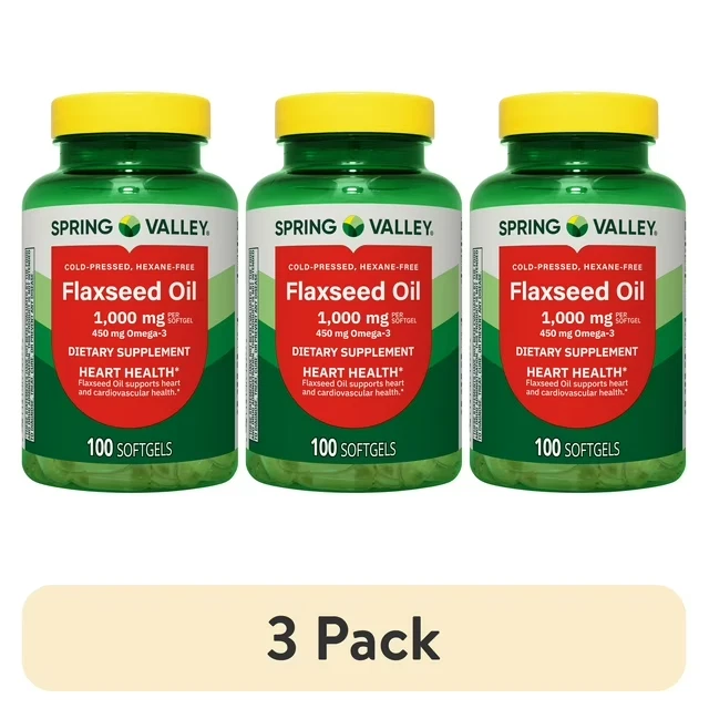 (Paquete de 3) Suplemento dietético de aceite de linaza Spring Valley cápsulas blandas para la salud del corazón Foto 1 de 4