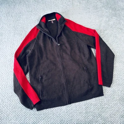 SMARTWOOL Mens Full Zip 100% Merino Wool Cardigan Sweater Brown/Gred Striped XL - Image 1 of 4