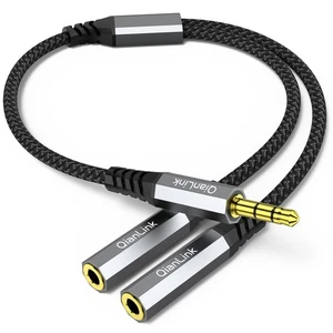 Divisor de auriculares, 3,5 mm macho a 2 puertos hembra, cable de extensión de 1 pie/0,30 m... - Imagen 1 de 6