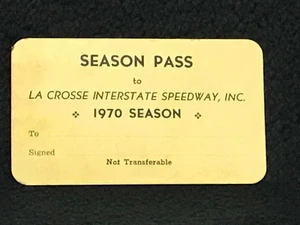 Vintage 1970 La Crosse Interstate Speedway Unused Season Pass - Picture 1 of 3