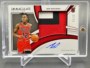 2021-22 Ayo Dosunmu /25 Immaculate 3-Color Patch On Card Auto RC Rookie Bulls - Picture 1 of 6