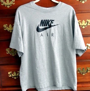 NIKE AIR Unisex 100% Cotton Graphic Logo Gray Heather Short Sleeve Tee Shirt -L - Picture 1 of 17