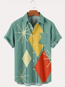 Plus Size Vintage Graphic Hawaiian Shirt Button Up Big & Tall Shirt - Picture 1 of 3