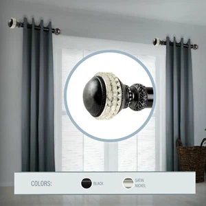 Glint 1.5" Side Curtain Rod Adjustable Drapery Rod 12"-20" (Set of 2, 3 colors) - Picture 1 of 6