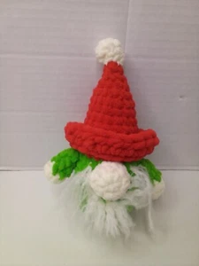 Uncinetto Gnomo Elfo Natale Rosso Verde 8" Fatto a Mano - Foto 1 di 14