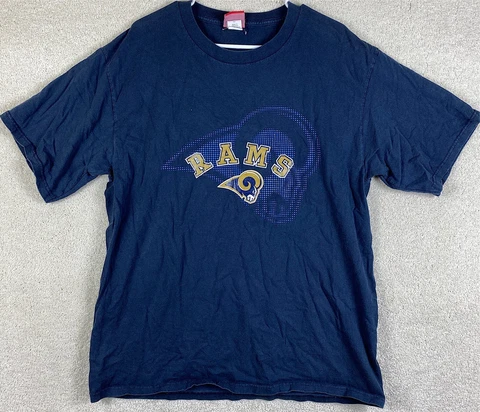 Los Angeles Rams NFL T Shirt Large Blue Adult Size Large Short Sleeve T Shirt Cover