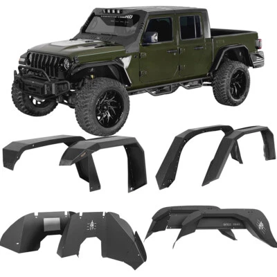 8pcs Off-Road Fender Flare + Inner Fender Liner Fit 2020-2025 Jeep Gladiator JT - Image 1 of 4