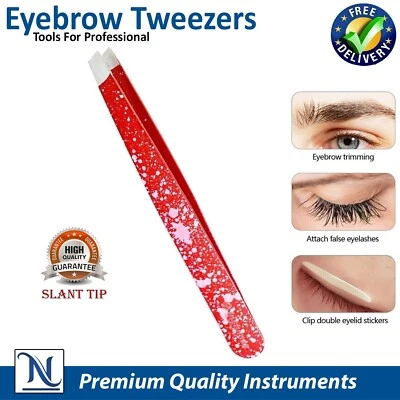 INSTUMAX® Stainless Steel Eyebrow Tweezers – Professional Slant Tip Hair Removal Tool