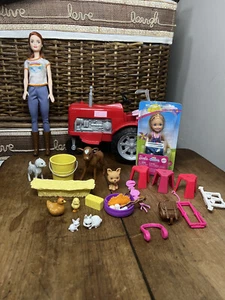 Barbie Sweet Orchard Farm Red Tractor, Animal, Dolls Lot - Picture 1 of 8