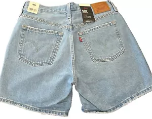 Levis 501 Premium Jean Shorts Wmn 29 Blue Button Fly High Rise Distress Mom READ - Picture 1 of 11
