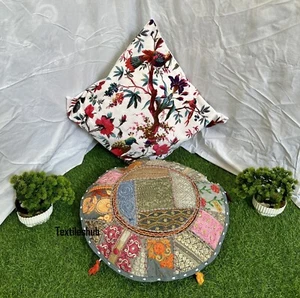 Indien Round Pillow Cushion Cover Floor Patchwork Throw Bohemian Décor Cover US - Picture 1 of 6