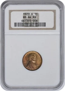 1920-S Lincoln Cent MS64RB NGC - Picture 1 of 4