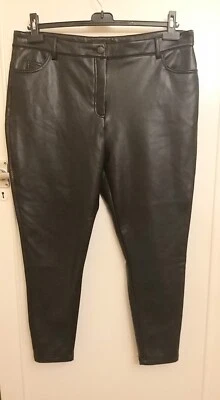 Next Black Faux Leather Trousers Jersey Size 18 - Image 1 of 4