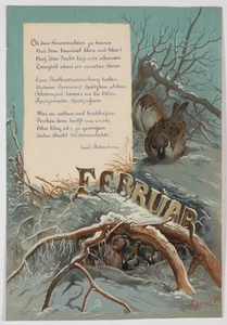 "February" by Seyfried, oil on paper, 1883 - Bild 1 von 3