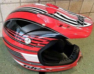 XL YOUTH TDC Motorcross Dirt Bike HELMET w/Visor RED/BLACK/WHITE Model T-10 - Picture 1 of 11