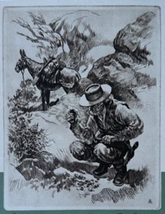 Vintage RH Palenske Western Print Gold, Prospector, Gold Miner - Picture 1 of 4
