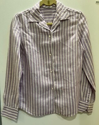 Blusa Loro Piana listrada roxa/branca linho tamanho 40 IT/US tamanho 4 - Imagem 1 de 4