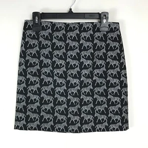 J. Crew Factory Animal Jacquard Mini Skirt Women's Size 0 Black Silver Zebra - Picture 1 of 8