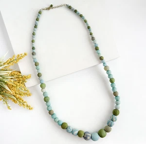Collar largo de comercio justo ondas azules hecho a mano reciclado tela Kantha cuentas reciclaje - Imagen 1 de 21